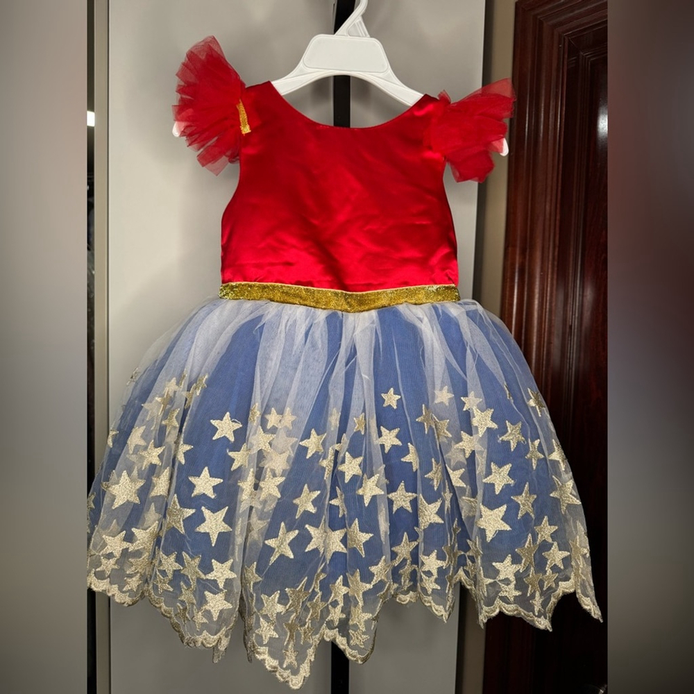 Handmade Red and Blue Starry Kids dress